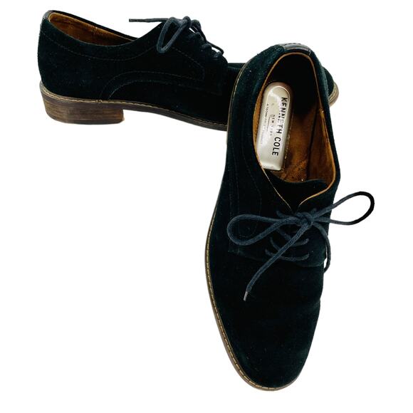 Kenneth Cole New York 10891 Black Suede Leather Lace Up Oxford Men 8.5 - Picture 1 of 14